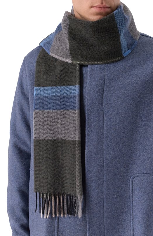 Шарф из шерсти и кашемира Andrea Campagna 623234 Серый  623234 Фото 2