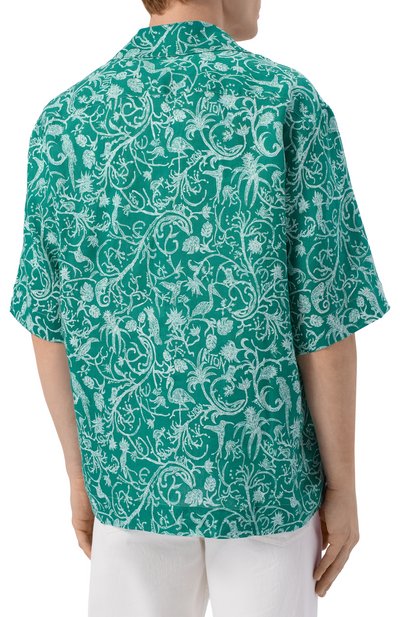 Льняная рубашка KITON зеленого цвета по цене 121000 руб., арт. UMC028H09717, фото 4 Льняная рубашка KITON, арт. UMC028H09717, фото 4