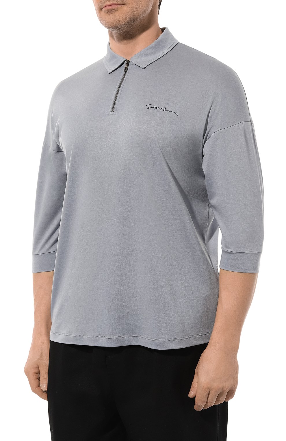 Поло из лиоцелла и хлопка GIORGIO ARMANI серого цвета по цене 58850 руб., арт. 3DSF53/SJCBZ, фото 3 Поло из лиоцелла и хлопка GIORGIO ARMANI, арт. 3DSF53/SJCBZ, фото 3