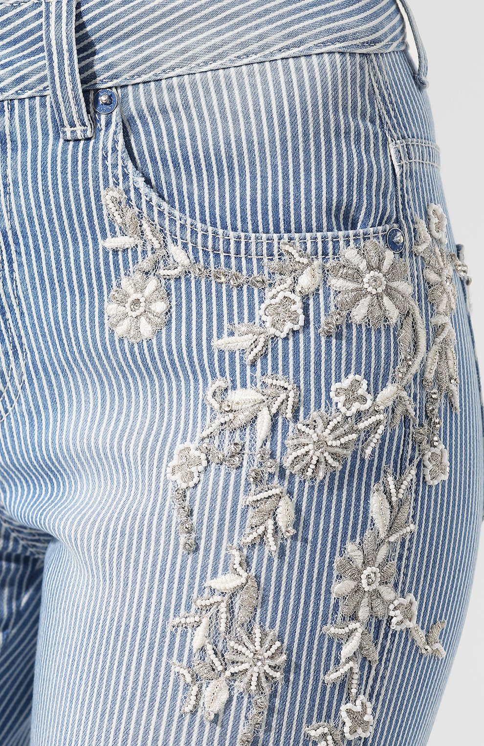 Джинсы в полоску ERMANNO ERMANNO SCERVINO синего цвета по цене 74800 руб., арт. 44 T JL07 JRI, фото 5 Джинсы в полоску ERMANNO ERMANNO SCERVINO, арт. 44 T JL07 JRI, фото 5