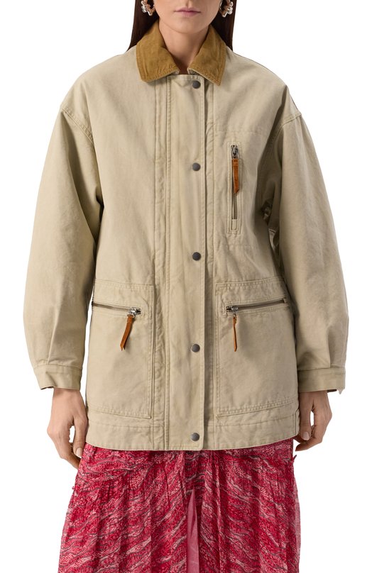Хлопковая куртка Isabel Marant Etoile 25PVE0448FA/C1G01E Бежевый  25PVE0448FA/C1G01E Фото 3