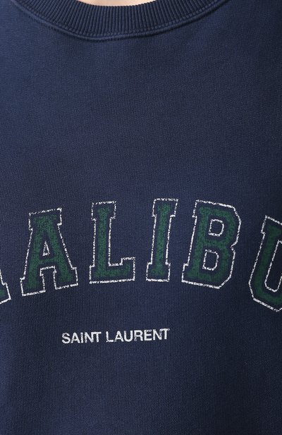 Хлопковый свитшот SAINT LAURENT темно-синего цвета по цене 74450 руб., арт. 603233/YBPY2, фото 5 Хлопковый свитшот SAINT LAURENT, арт. 603233/YBPY2, фото 5