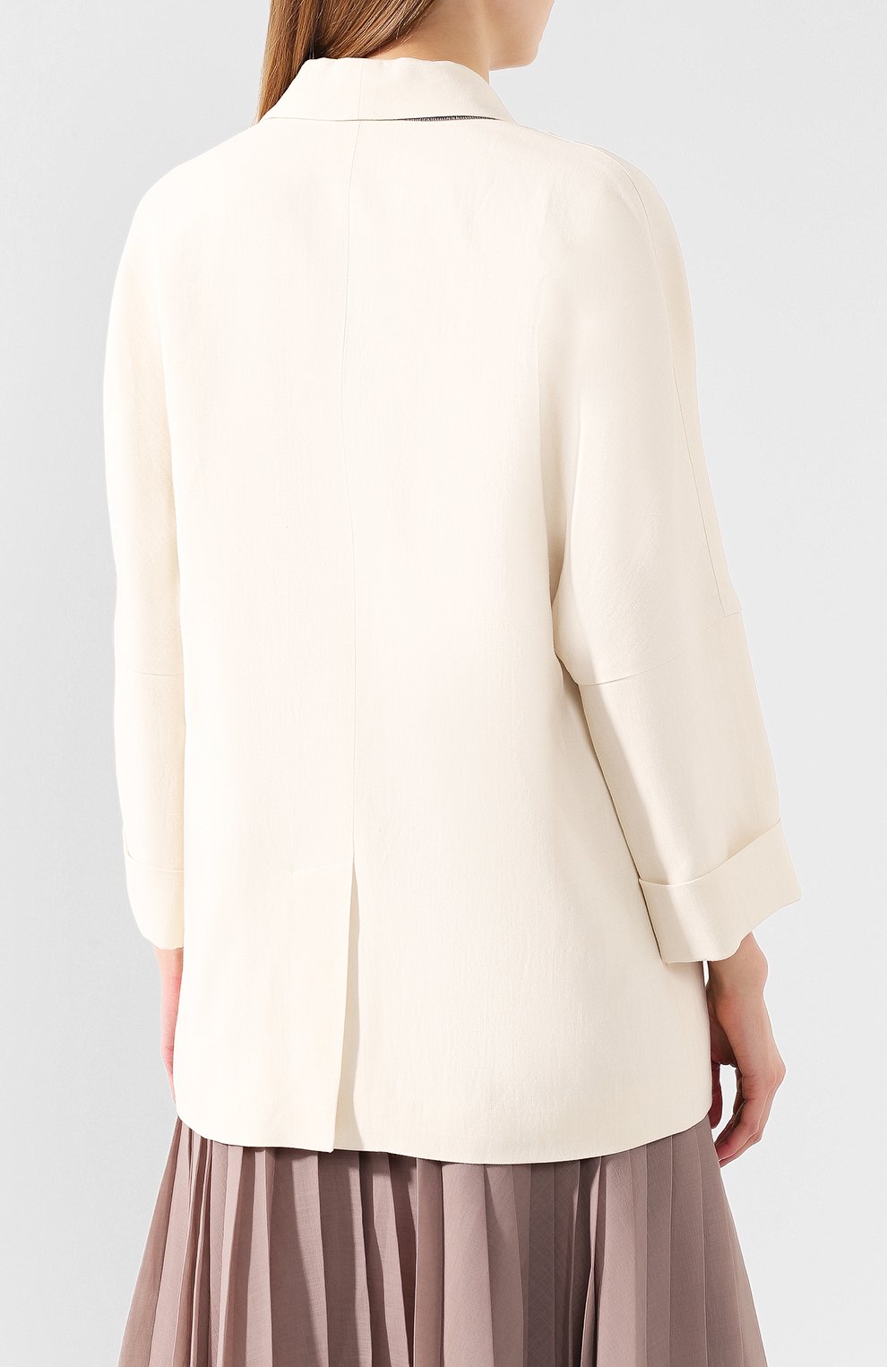 Жакет из смеси вискозы и льна BRUNELLO CUCINELLI кремового цвета по цене 258500 руб., арт. MH1268978, фото 4 Жакет из смеси вискозы и льна BRUNELLO CUCINELLI, арт. MH1268978, фото 4
