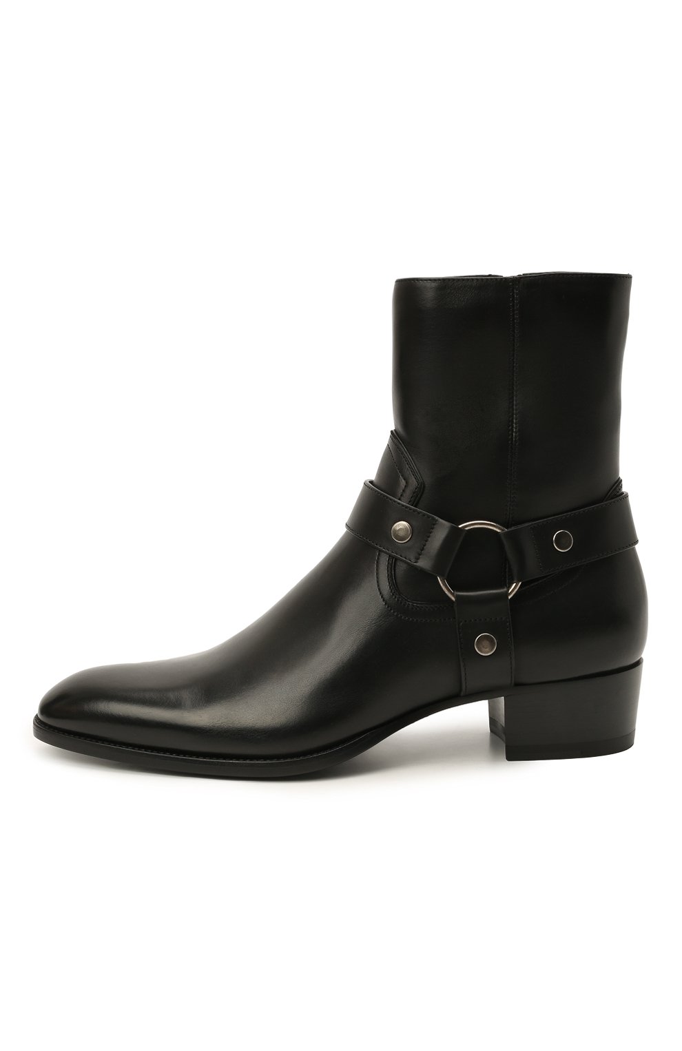 靴 Saint Laurent Crinkled llic Wyatt Черные мужские кожаные сапоги wyatt SAINT LAURENT купить в ЦУМ