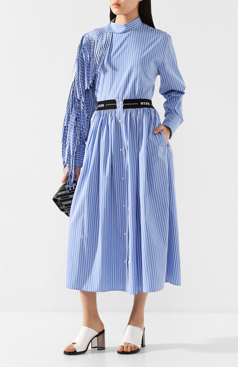 Хлопковая рубашка MSGM синего цвета по цене 52250 руб., арт. 2842MDM105 207310, фото 2 Хлопковая рубашка MSGM, арт. 2842MDM105 207310, фото 2