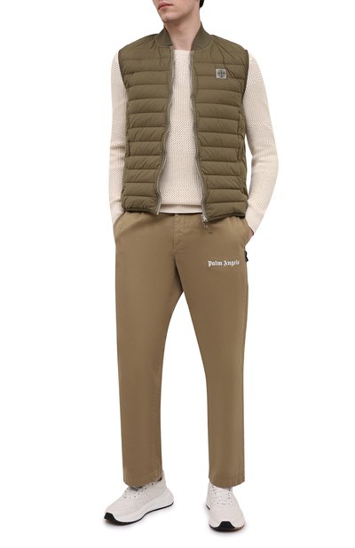 Пуховый жилет STONE ISLAND хаки цвета по цене 59950 руб., арт. 7415G0225, фото 2 Пуховый жилет STONE ISLAND, арт. 7415G0225, фото 2