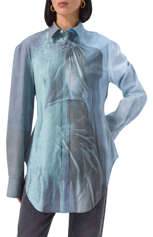 Хлопковая блузка Jean Paul Gaultier 25/03-W-ST031/W016P Голубой  25/03-W-ST031/W016P Фото 3