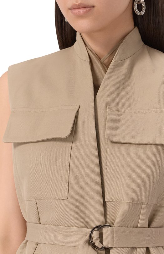 Жилет из хлопка и льна Brunello Cucinelli ML1457345 Бежевый  ML1457345 Фото 5