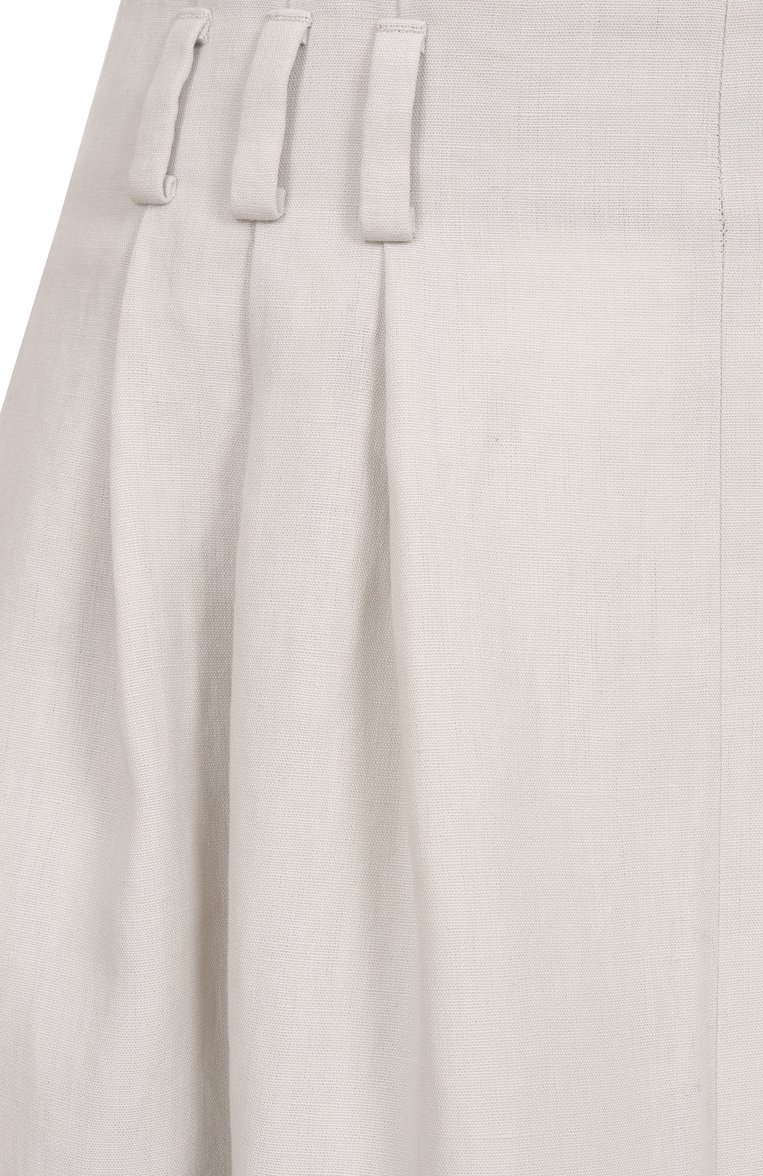 Женская льняная юбка GIORGIO ARMANI светло-серого цвета, арт. GW000869/TE11126 | Фото 6 (Материал внешний: Лен; Длина Ж (юбки, платья, шорты): Макси; Стили: Кэжуэл; Автоматизация ТО: Проставлено; Автоматизация состава: Проставлено)