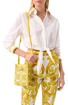 Женская сумка DOLCE & GABBANA желтого цвета, арт. BB9025_BE9025/AP026_1 | Фото 2 (Размер: mini; Драгоценные камни: Проставлено; Ремень/цепочка: На ремешке; Материал сплава: Проставлено; Материал: Текстиль)