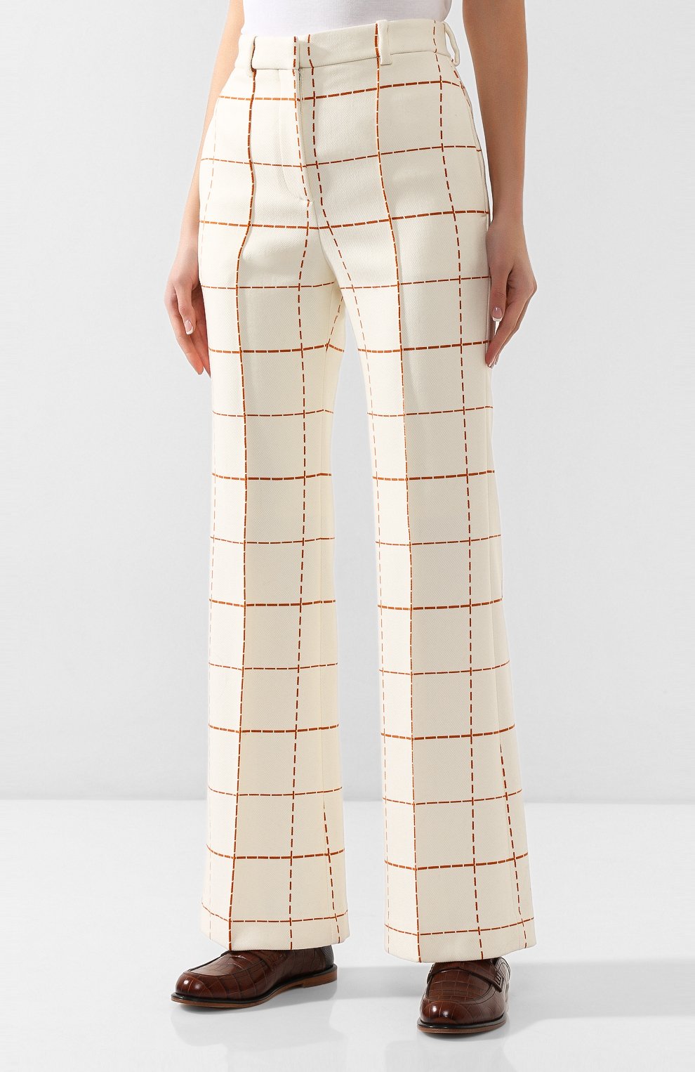 Брюки в клетку VICTORIA BECKHAM молочного цвета по цене 131000 руб., арт. TR WID 21102F, фото 3 Брюки в клетку VICTORIA BECKHAM, арт. TR WID 21102F, фото 3