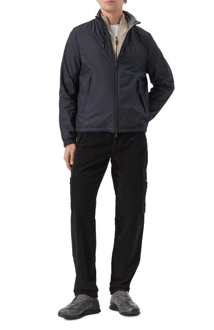 Мужская двусторонняя куртка ZEGNA темно-синего цвета, арт. 7124B/E7T33 | Фото 2 (Драгоценные камни: Проставлено; Длина (верхняя одежда): Короткие; Материал утеплителя: Шерсть; Рукава: Длинные; Материал сплава: Проставлено)