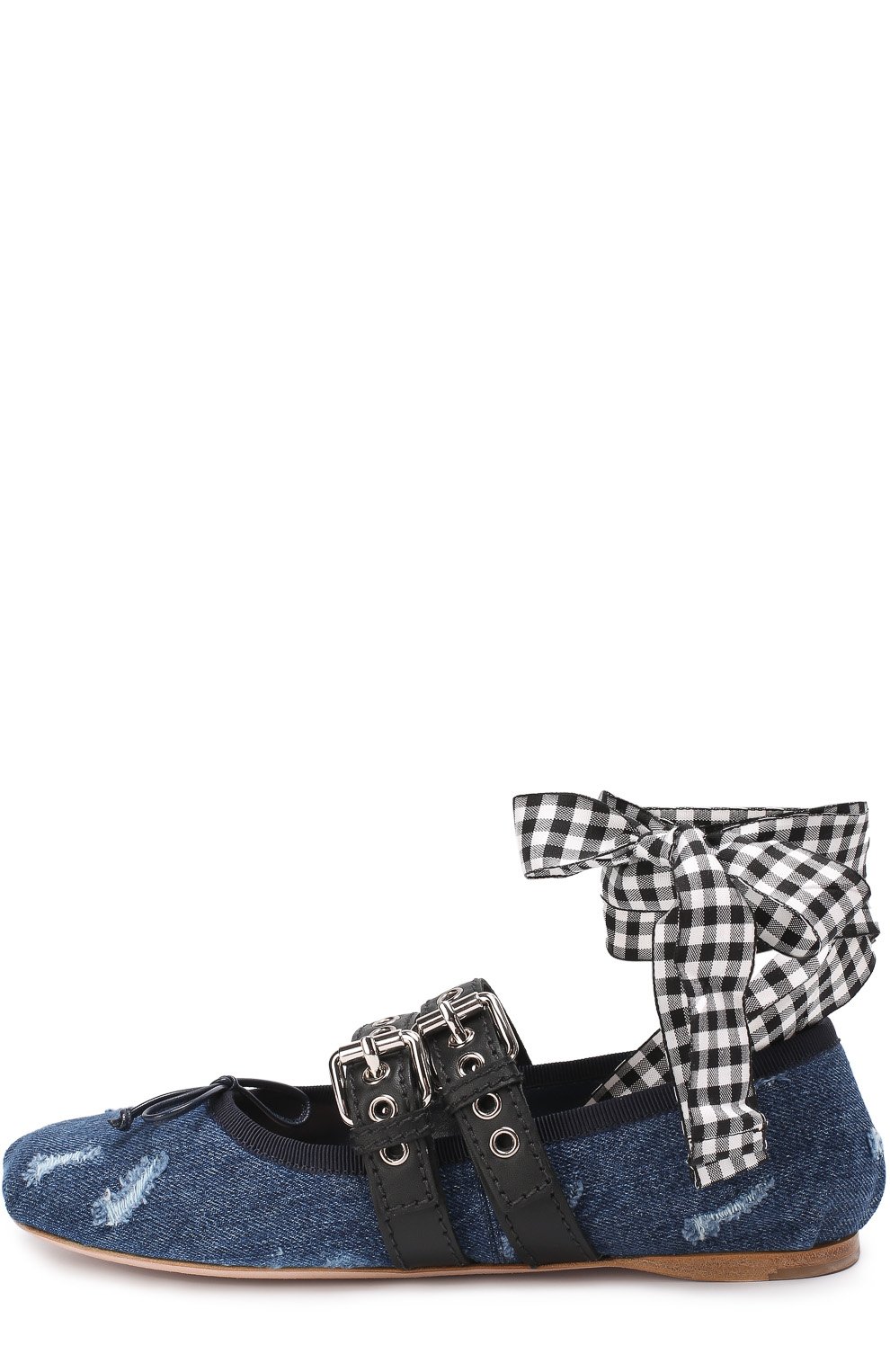 Балетки из денима с лентами на щиколотке MIU MIU, арт. 5F466A/3I2W, фото 2
