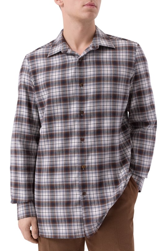 Хлопковая рубашка Giampaolo 608/TS43332 Коричневый  608/TS43332 Фото 3