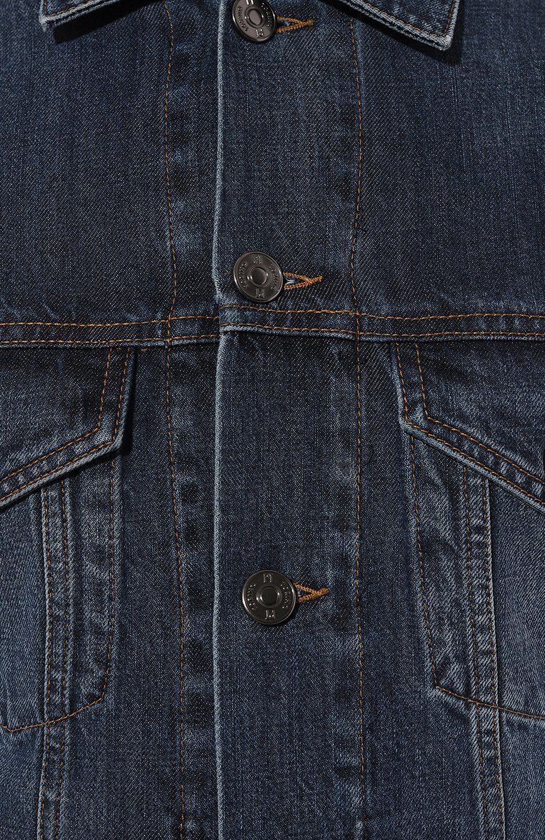 Мужская джинсовая куртка PT TORINO синего цвета, арт. TL2LGB013DEN | Фото 5 (Рукава: Длинные; Кросс-КТ: Деним; Материал сплава: Проставлено; Материал внешний: Хлопок, Лиоцелл, Деним, Растительное волокно; Драгоценные камни: Проставлено; Длина (верхняя одежда): Короткие; Стили: Кэжуэл)