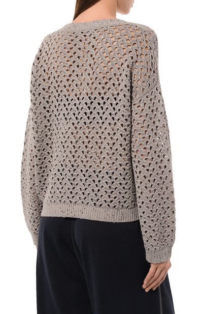 Свитер из хлопка и льна BRUNELLO CUCINELLI, арт. M70572202, фото 4