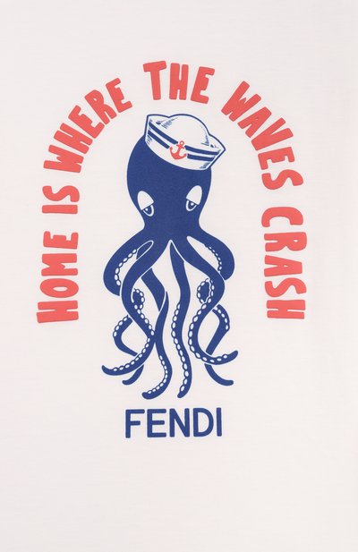Хлопковая футболка FENDI кремового цвета по цене 30900 руб., арт. JMI516/7AJ_001, фото 3 Хлопковая футболка FENDI, арт. JMI516/7AJ_001, фото 3