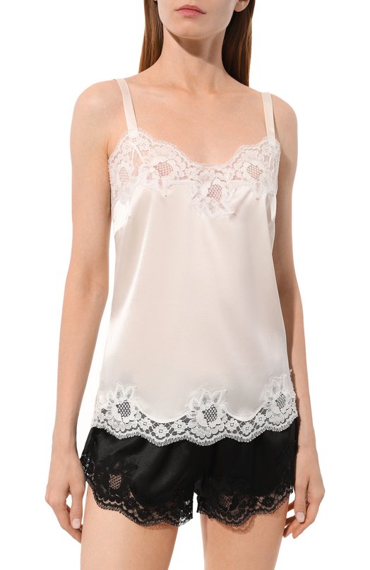 Топ из шелка и хлопка Dolce & Gabbana 07A00T/0N013 Кремовый  07A00T/0N013 Фото 3