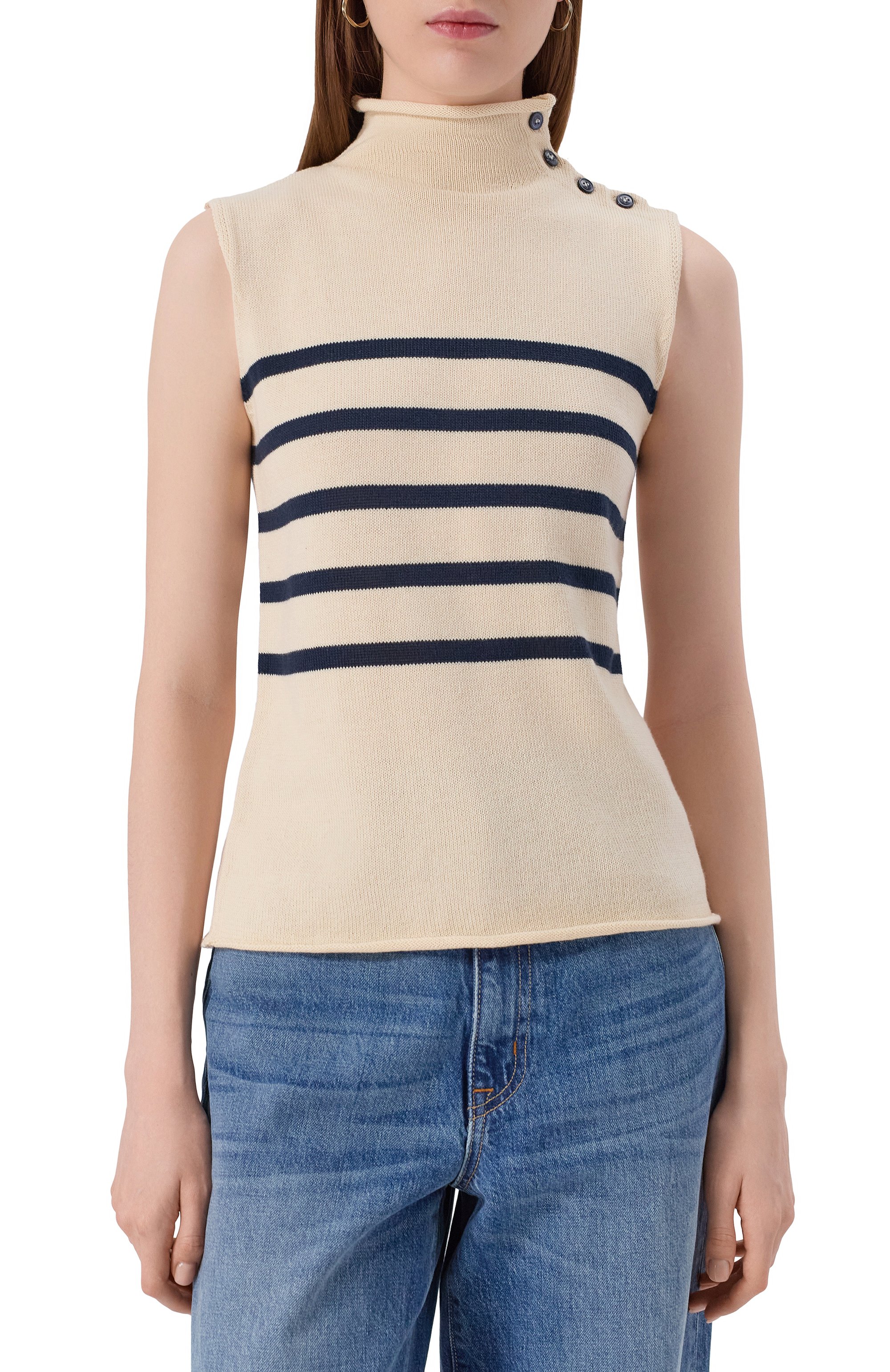 Хлопковый жилет WEEKEND MAX MARA кремового цвета по цене 22950 руб., арт. TR0FE0, фото 3 Хлопковый жилет WEEKEND MAX MARA, арт. TR0FE0, фото 3