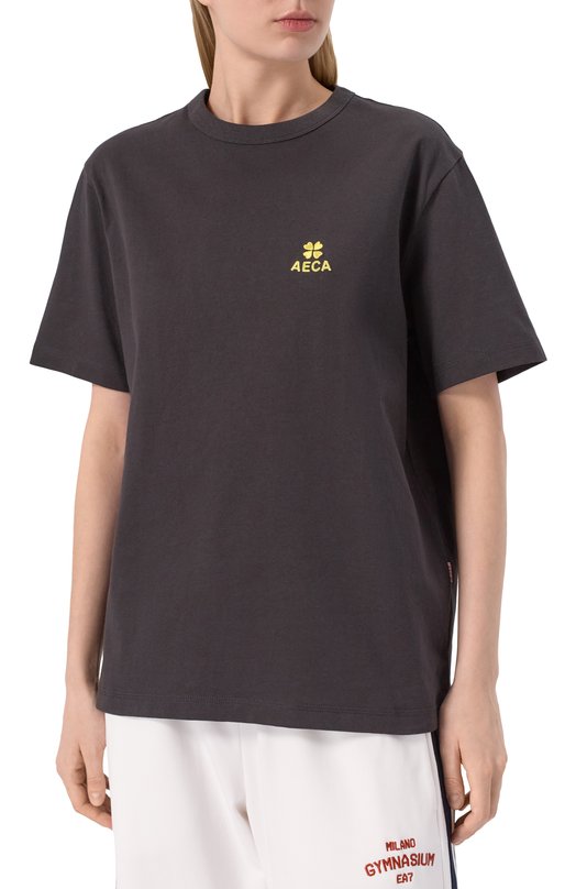 Хлопковая футболка AECA WHITE AWCMSSBDTTSST010C0.CHARCOAL (XL) Серый  AWCMSSBDTTSST010C0.CHARCOAL (XL) Фото 3
