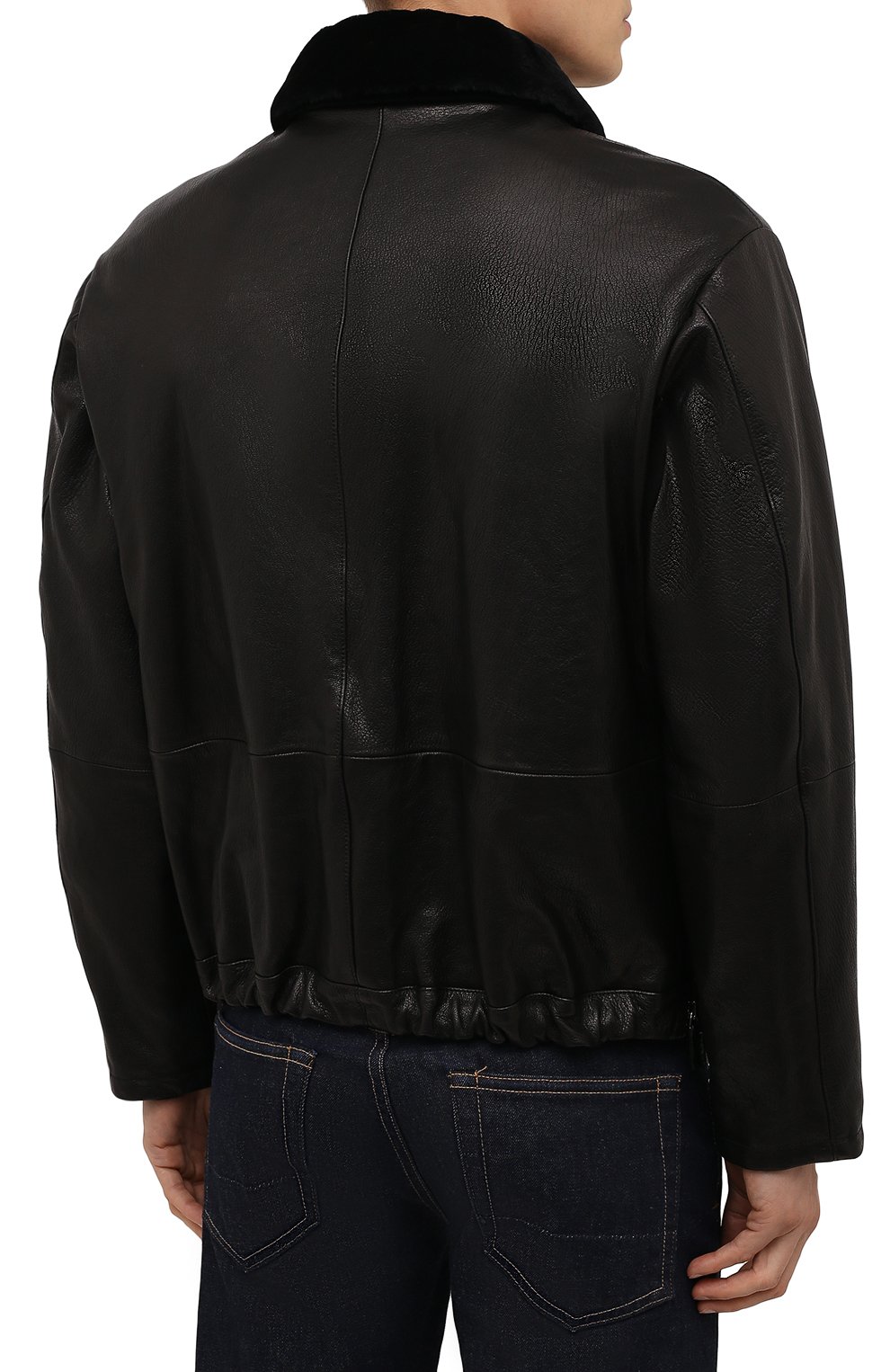 Кожаный бомбер с воротником из овчины GIORGIO ARMANI, арт. BSR15P/BSP22, фото 4