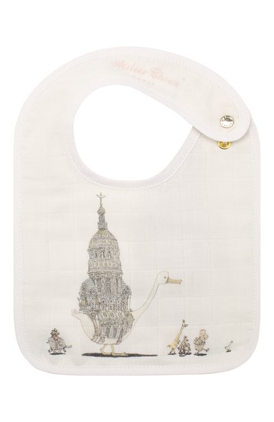 Хлопковый нагрудник ATELIER CHOUX, арт. SMALL BIB-ATELIER CH0UX-G0LD SNAPS, фото 1