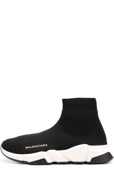 Женские текстильные кроссовки speed trainer BALENCIAGA черного цвета, арт. 517326/W05G0 | Фото 3 (Подошва: Платформа; Материал внешний: Текстиль; Материал внутренний: Текстиль, Не назначено; Кросс-КТ: хайтопы; Статус проверки: Проверена категория; Материал утеплителя: Без утеплителя; Драгоценные камни: Проставлено; Материал сплава: Проставлено; Стили: Кэжуэл)