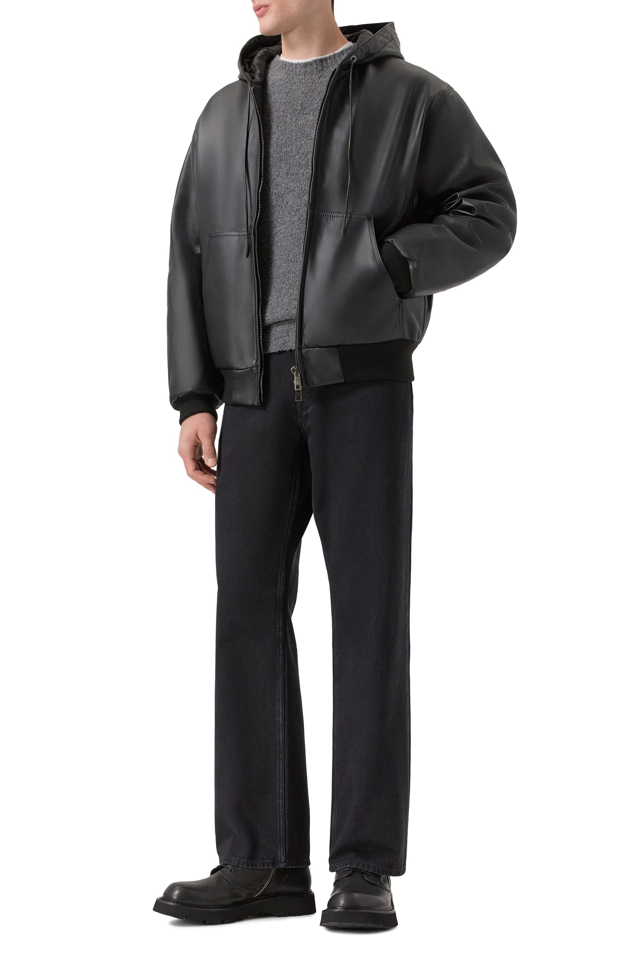 Кожаный бомбер GIORGIO BRATO черного цвета по цене 198000 руб., арт. GU26F26012NAPSTM, фото 2 Кожаный бомбер GIORGIO BRATO, арт. GU26F26012NAPSTM, фото 2