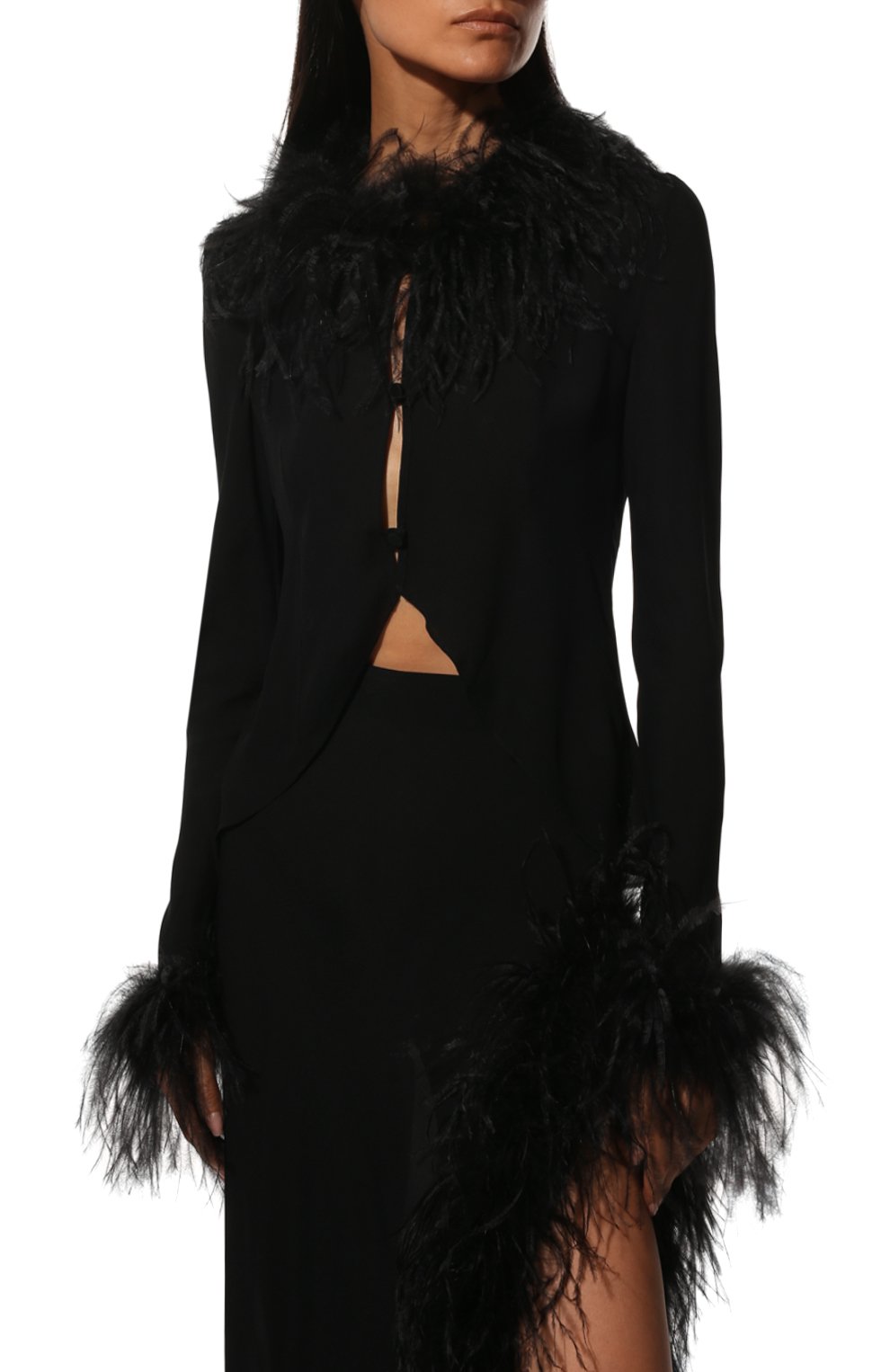 Блузка из вискозы с отделкой перьями GIUSEPPE DI MORABITO, арт. FW22164T0-199, фото 3