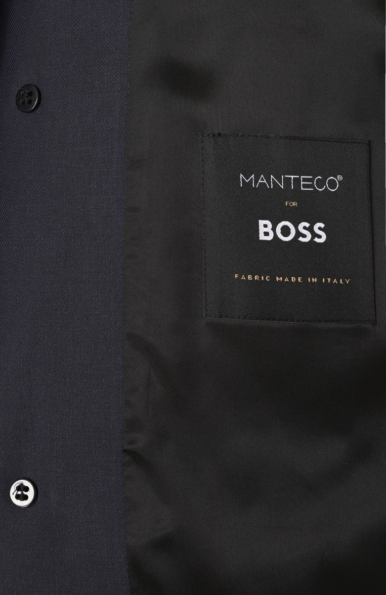 Мужской тренч BOSS темно-синего цвета, арт. 50534911 | Фото 7 (Длина (верхняя одежда): До колена; Рукава: Длинные; Материал внешний: Хлопок; Стили: Кэжуэл; Мужское Кросс-КТ: Тренчкот-верхняя одежда; Материал подклада: Вискоза)
