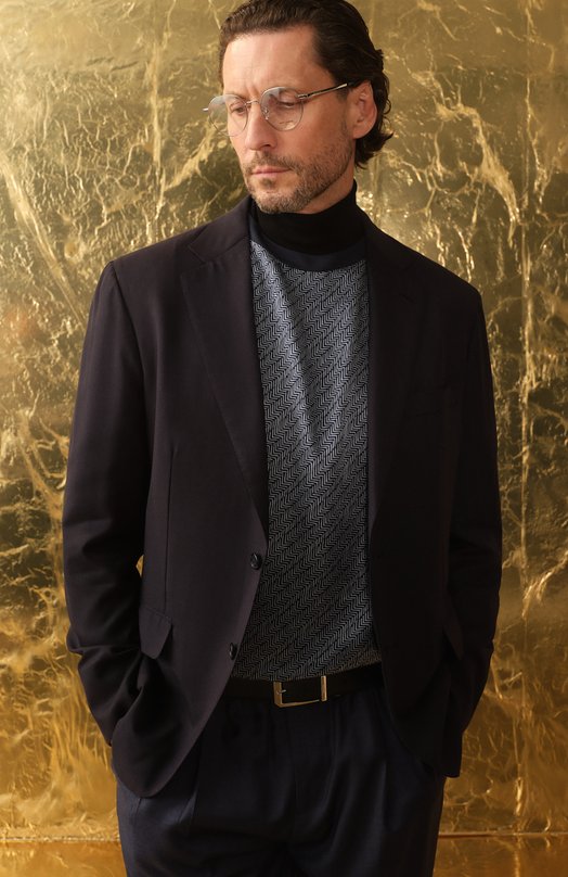 Пиджак из шерсти и шелка Brioni RG9U0L/0AA92 Синий  RG9U0L/0AA92 Фото 2