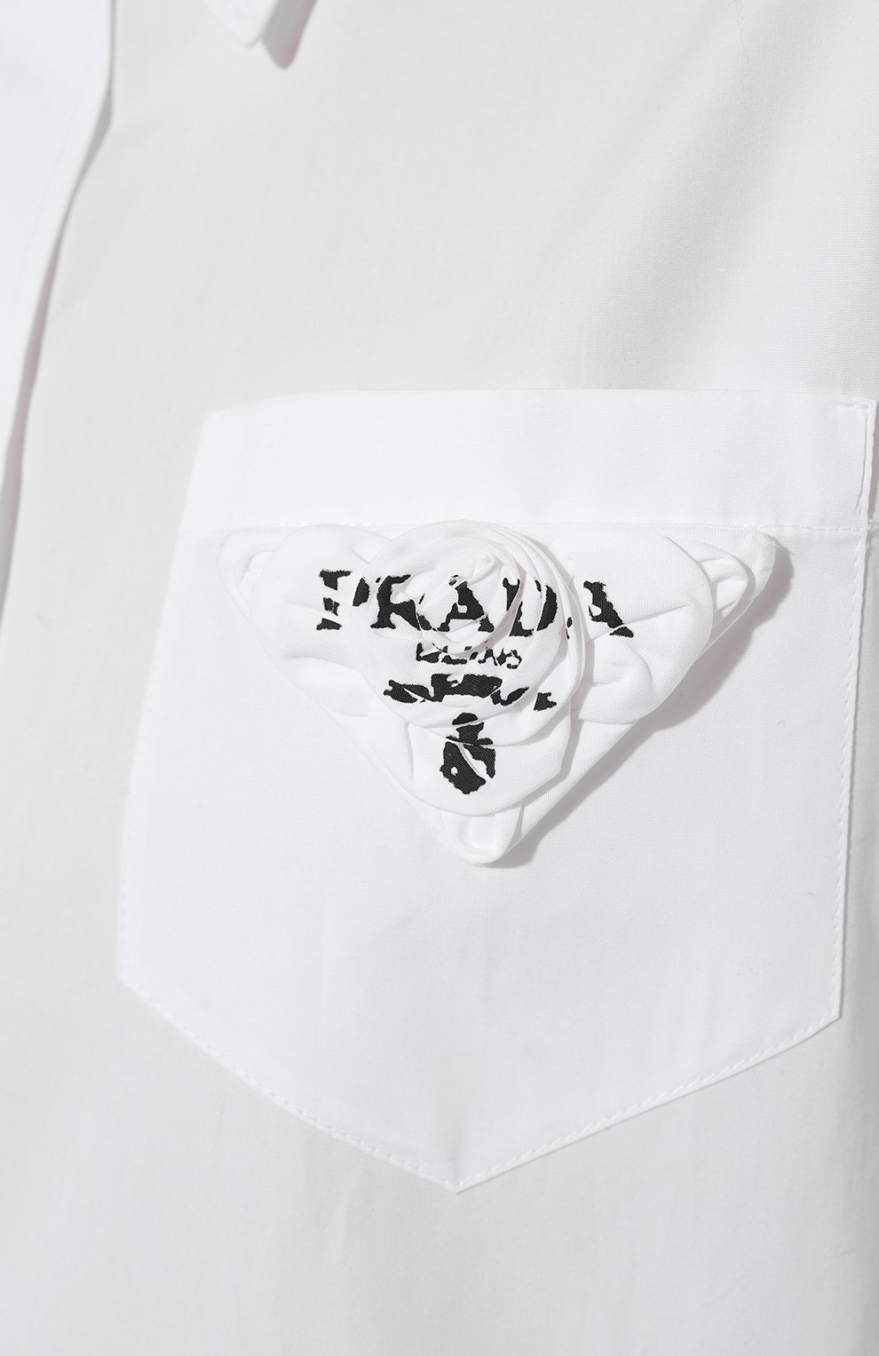 Хлопковая рубашка PRADA белого цвета по цене 100000 руб., арт. P408FR-1YST-F0N40-211, фото 5 Хлопковая рубашка PRADA, арт. P408FR-1YST-F0N40-211, фото 5