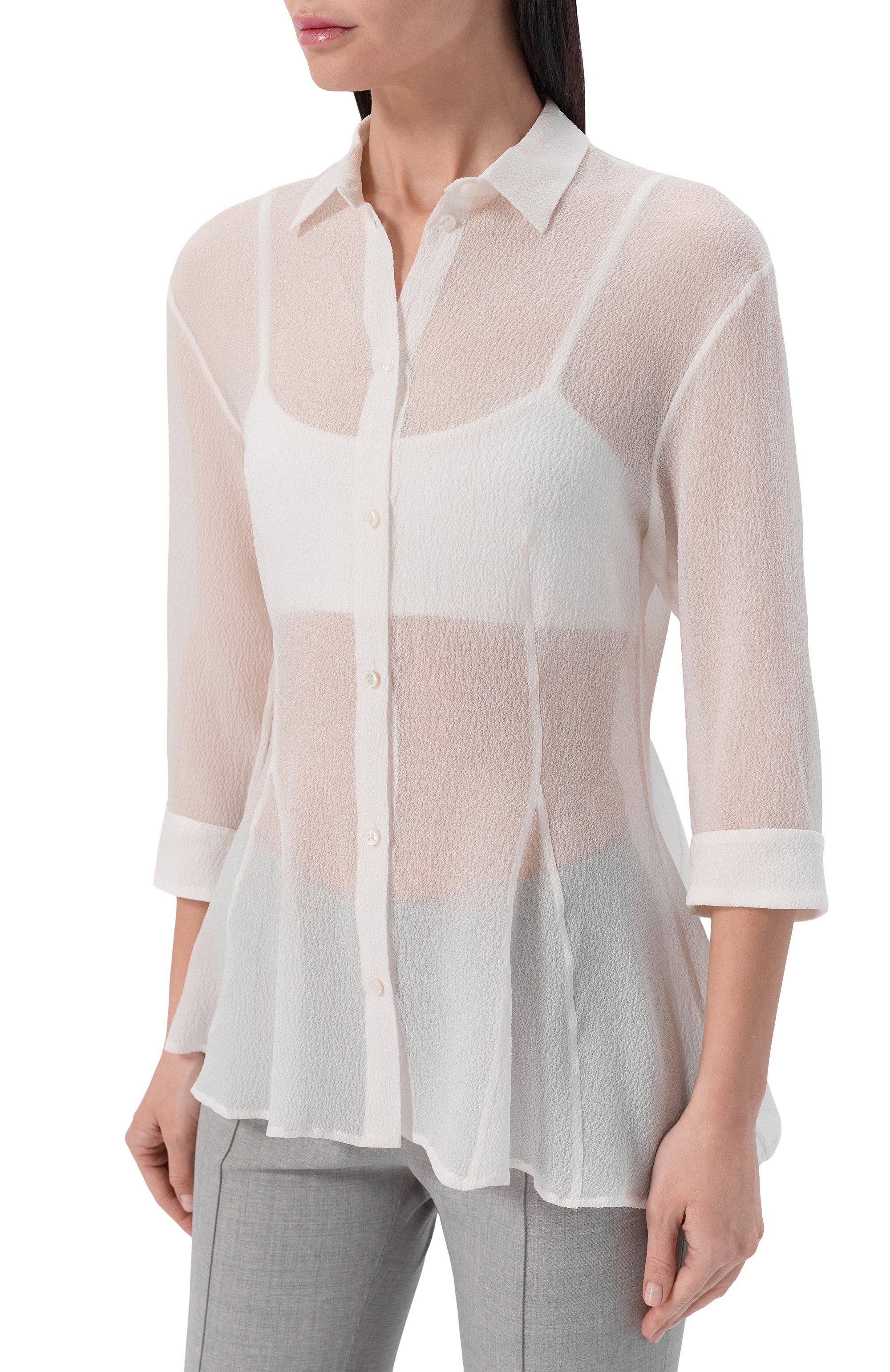 Шелковая блузка GOOROO белого цвета по цене 74520 руб., арт. BL026-2200-101-SS26, фото 3 Шелковая блузка GOOROO, арт. BL026-2200-101-SS26, фото 3