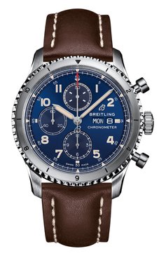 Мужские часы aviator 8 chronograph BREITLING бесцветного цвета, арт. A13316101C1X2 | Фото 1 (Механизм: Автомат; Материал корпуса: Сталь; Региональные ограничения белый список (Axapta Mercury): Не проставлено; Нос: Не проставлено; Цвет циферблата: Синий)