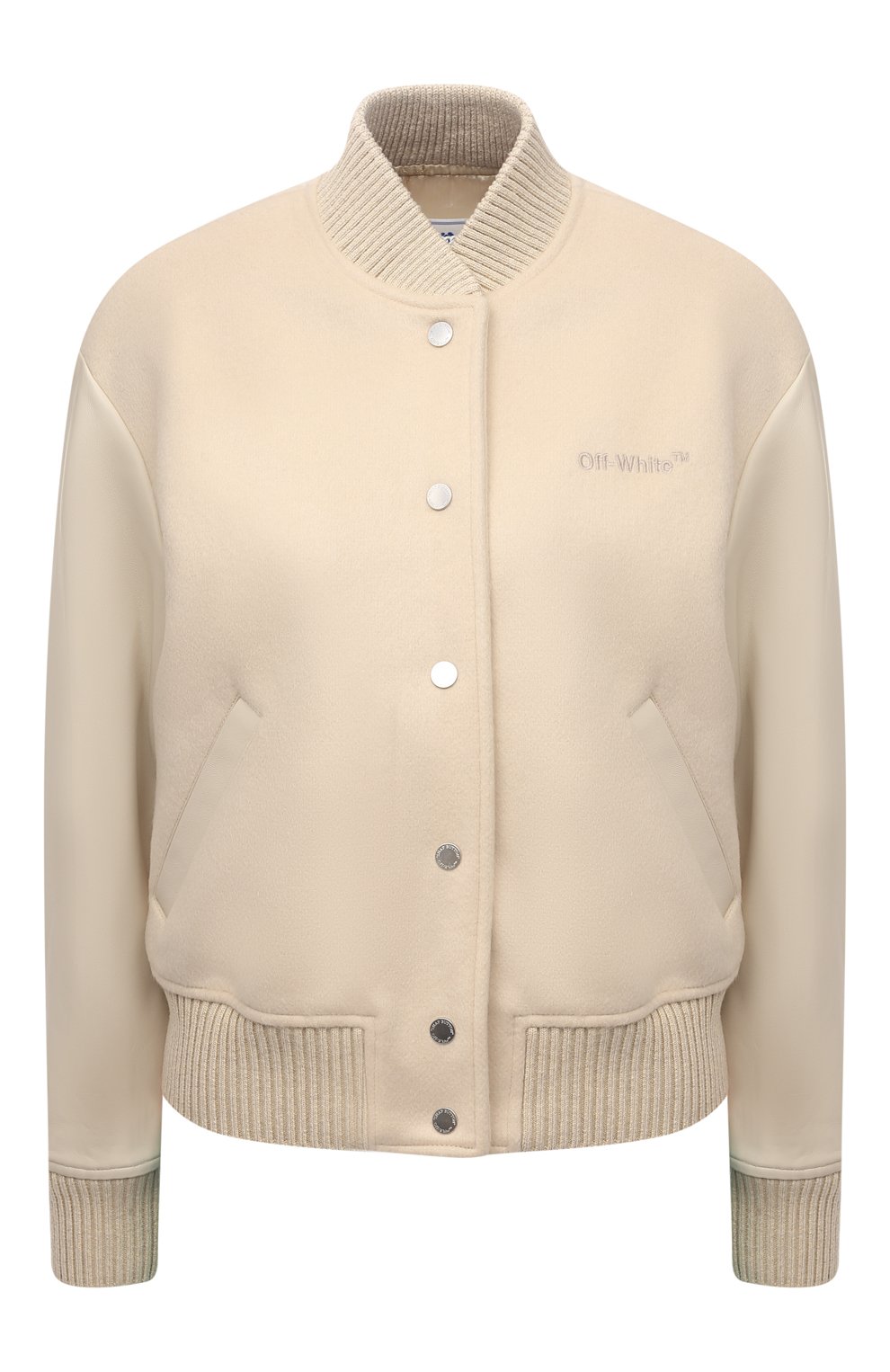 Шерстяной бомбер OFF-WHITE кремового цвета по цене 169500 руб., арт. 0WEH020C99FAB001, фото 1 Шерстяной бомбер OFF-WHITE, арт. 0WEH020C99FAB001, фото 1