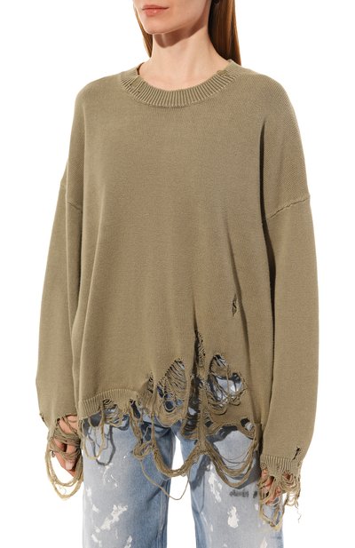 Хлопковый пуловер R13 зеленого цвета по цене 59850 руб., арт. R13WY107-Y076B, фото 3 Хлопковый пуловер R13, арт. R13WY107-Y076B, фото 3