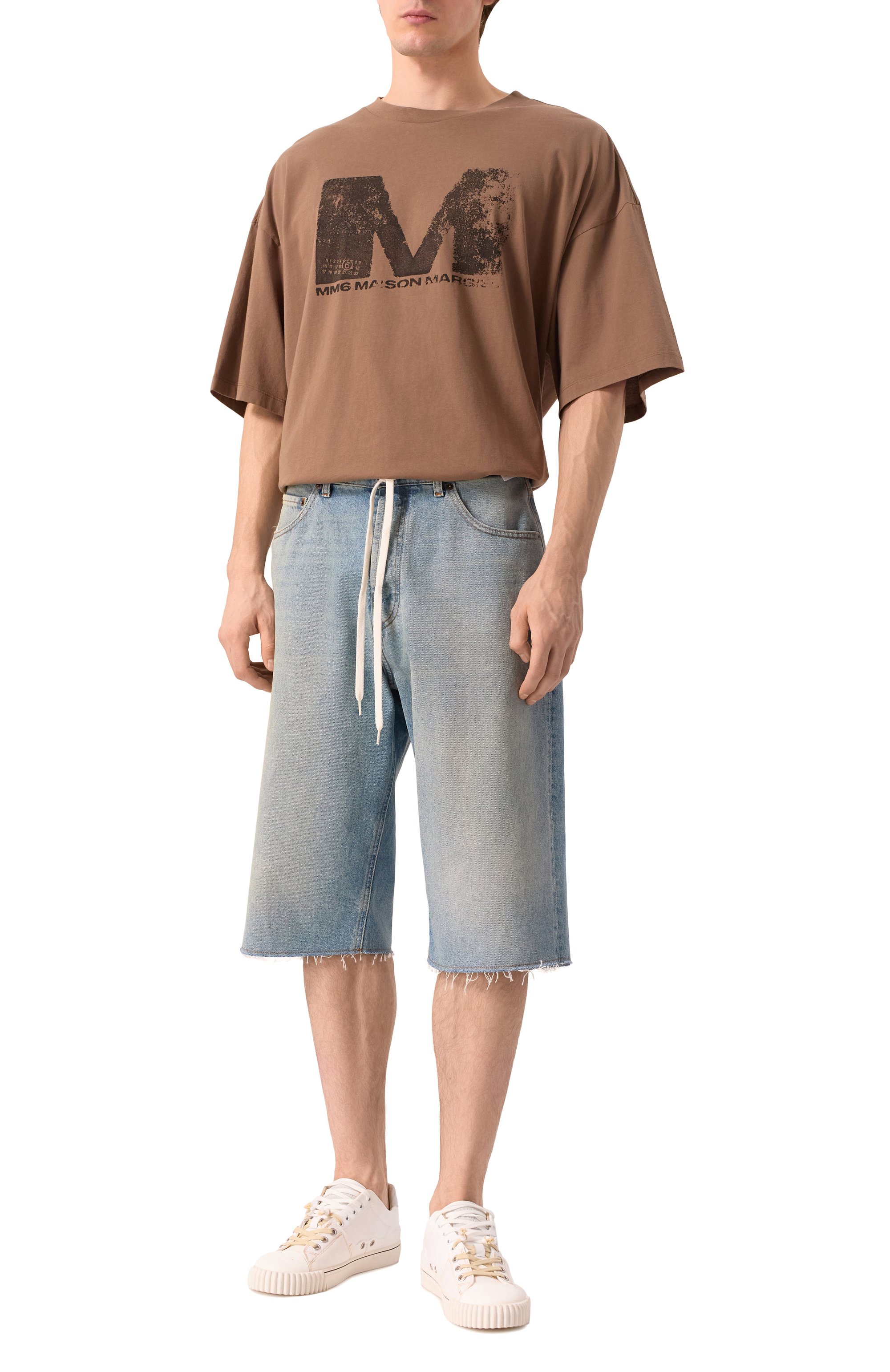 Джинсовые шорты MM6 голубого цвета по цене 57950 руб., арт. SH0MU0014/M30019, фото 2 Джинсовые шорты MM6, арт. SH0MU0014/M30019, фото 2