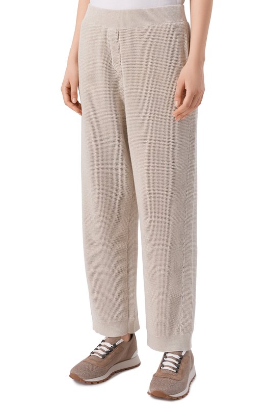 Брюки из хлопка и вискозы Brunello Cucinelli MST263399 Бежевый  MST263399 Фото 3