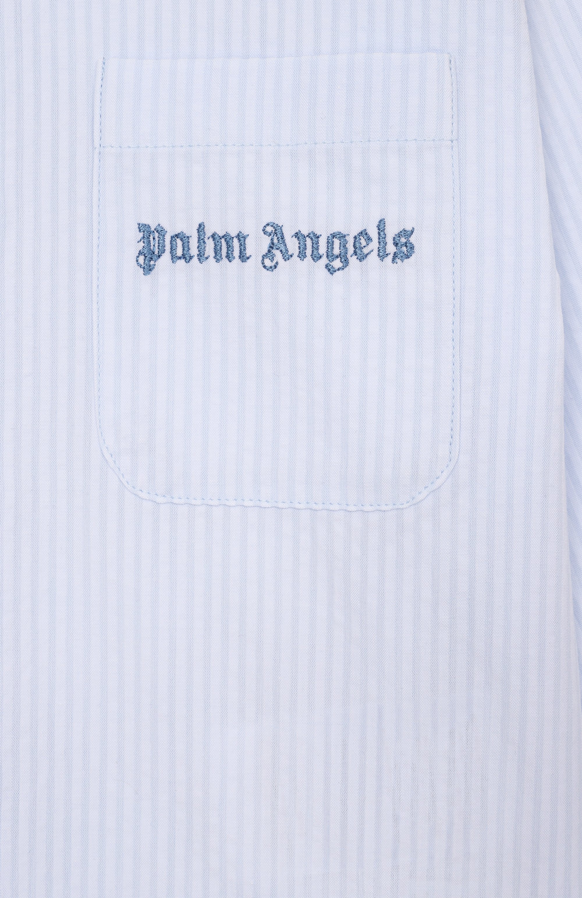 Хлопковая рубашка PALM ANGELS светло-голубого цвета по цене 17950 руб., арт. PBGE008S26FAB001, фото 3 Хлопковая рубашка PALM ANGELS, арт. PBGE008S26FAB001, фото 3