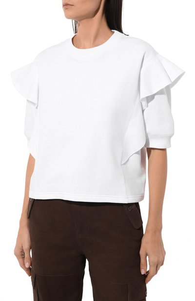 Хлопковый пуловер CHLOÉ белого цвета по цене 58100 руб., арт. CHC23AJH13190, фото 3 Хлопковый пуловер CHLOÉ, арт. CHC23AJH13190, фото 3