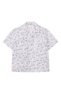 Детское хлопковая рубашка MARNI черно-белого цвета, арт. M01373/M00U8 | Фото 1 (Материал внешний: Хлопок; Рукава: Короткие; Случай: Повседневный; Ростовка одежда: 4 года | 104 см, 6 лет | 116 см, 8 лет | 128 см, 10 - 11 лет | 140 - 146см, 13 - 15 лет | 158 см, 16 лет | 164 см)