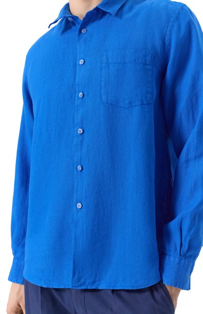 Льняная рубашка VILEBREQUIN синего цвета по цене 34150 руб., арт. CAR0UBIS/H9U10, фото 5 Льняная рубашка VILEBREQUIN, арт. CAR0UBIS/H9U10, фото 5