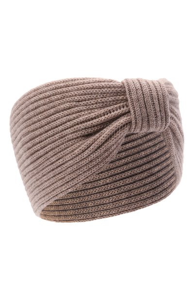 Женская кашемировая повязка на голову INVERNI темно-бежевого цвета, арт. 4934 FM | Фото 1 (Материал: Шерсть, Кашемир, Текстиль; Женское Кросс-КТ: Шапка-тюрбан)