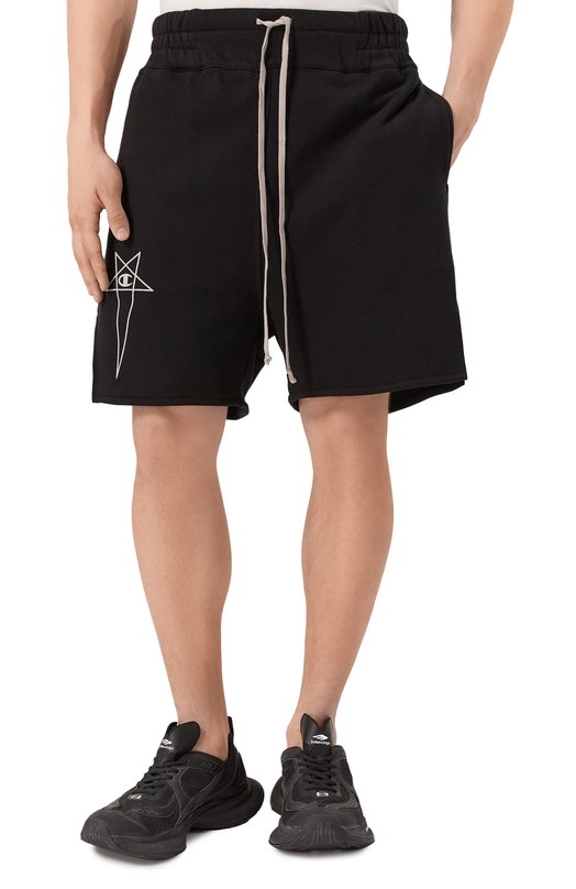 Хлопковые шорты Rick Owens CM01E1683/CHFE Чёрный  CM01E1683/CHFE Фото 3