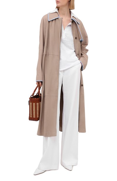 Льняной топ KITON белого цвета по цене 67800 руб., арт. D51742X08T54, фото 2 Льняной топ KITON, арт. D51742X08T54, фото 2