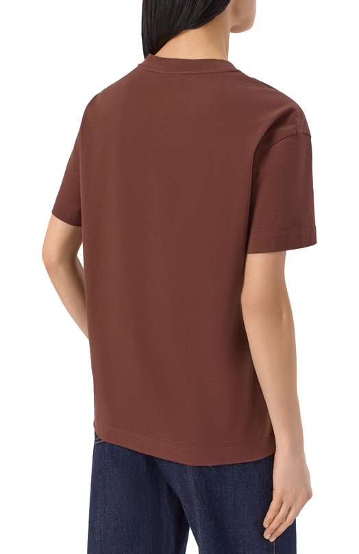 Хлопковая футболка Brunello Cucinelli MPT81EC710 Коричневый  MPT81EC710 Фото 4
