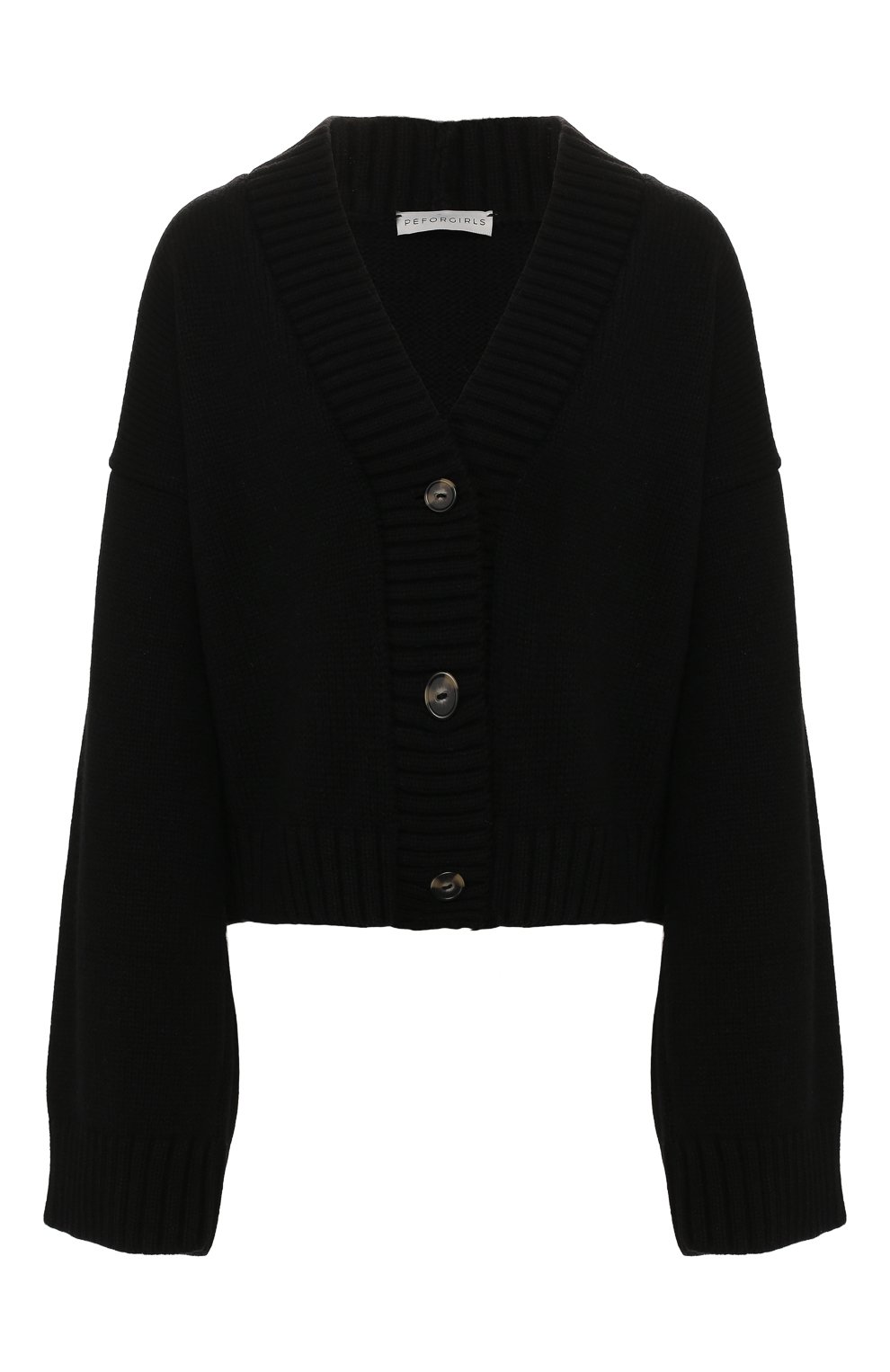 Шерстяной кардиган PEFORGIRLS черного цвета по цене 8700 руб., арт. PE.110.2022.01.24002.071, фото 1 Шерстяной кардиган PEFORGIRLS, арт. PE.110.2022.01.24002.071, фото 1