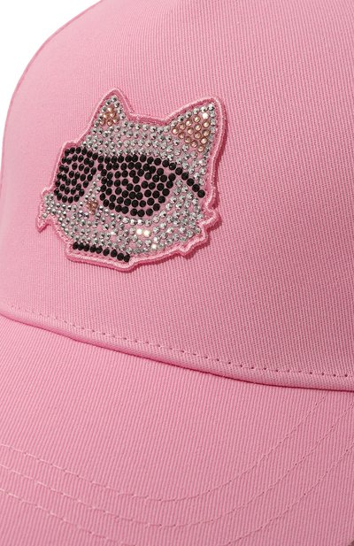 Хлопковая бейсболка KARL LAGERFELD KIDS розового цвета по цене 6415 руб., арт. Z30165, фото 3 Хлопковая бейсболка KARL LAGERFELD KIDS, арт. Z30165, фото 3