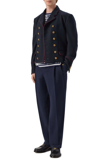 Хлопковые брюки DOLCE & GABBANA темно-синего цвета по цене 125500 руб., арт. GP108T/FUF0G, фото 2 Хлопковые брюки DOLCE & GABBANA, арт. GP108T/FUF0G, фото 2