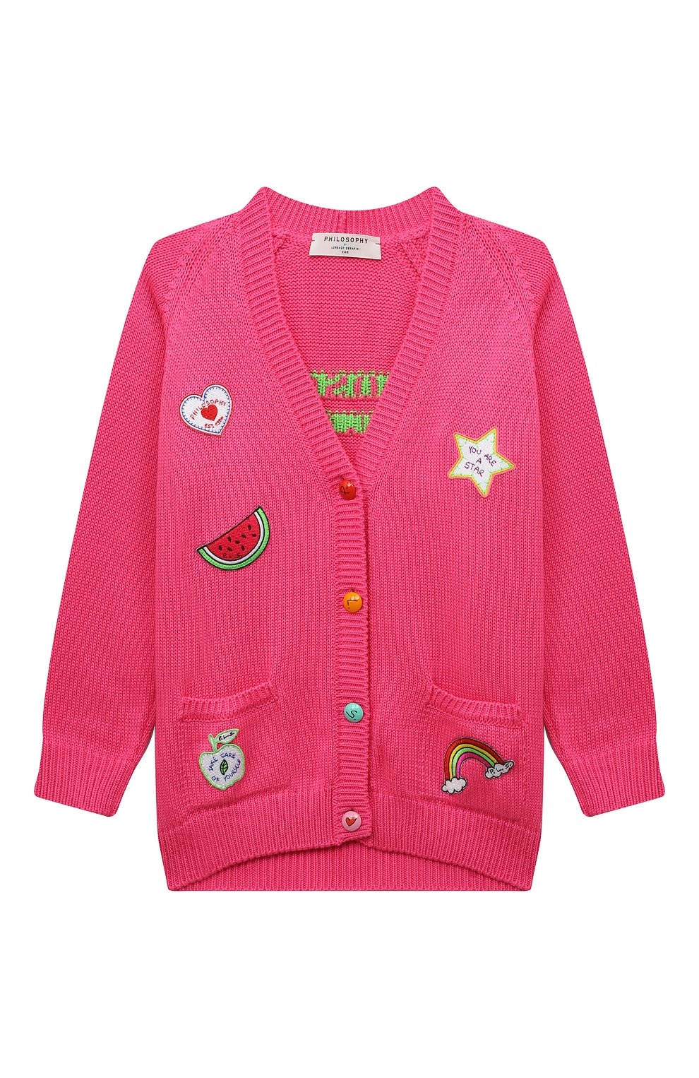 Хлопковый кардиган PHILOSOPHY DI LORENZO SERAFINI KIDS фуксия цвета по цене 27100 руб., арт. PJMA81C/FL209-BH026/10A-14A, фото 1 Хлопковый кардиган PHILOSOPHY DI LORENZO SERAFINI KIDS, арт. PJMA81C/FL209-BH026/10A-14A, фото 1